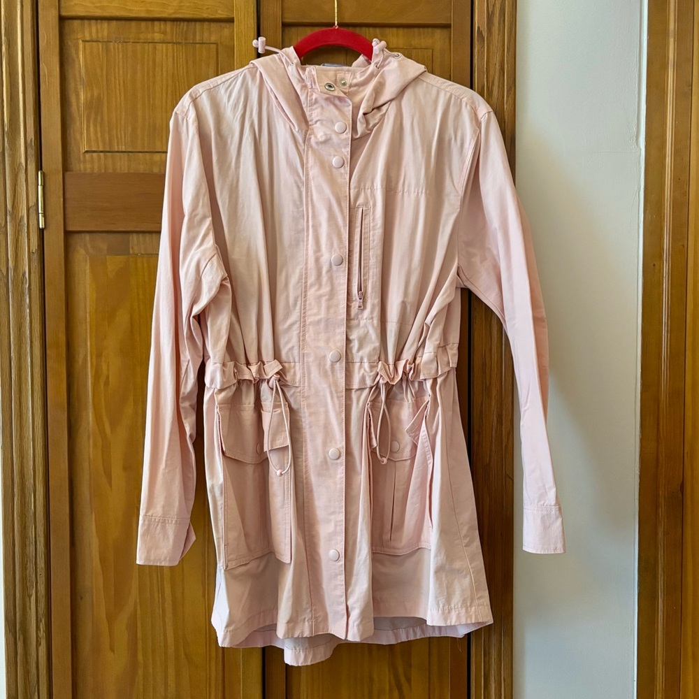 J. Crew Blush Pink Hooded Rain Coat